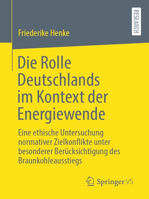 Title details for Die Rolle Deutschlands im Kontext der Energiewende by Friederike Henke - Available